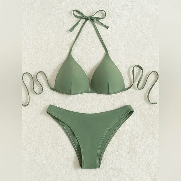 Women's Summer 2 Piece Halter Bikini Swimsuit Set Push Up Bathing Suits NWOT - Picture 1 of 7